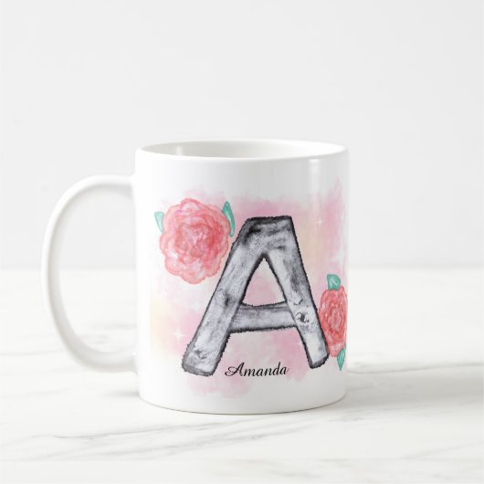 Mug LETTRE AQUATICOLE Florale A (Gauche)