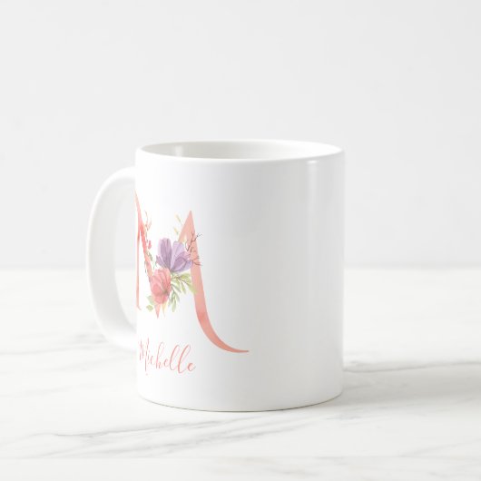 Mug LETTRE AQUATICOLE PEU Rose "M" (Devant gauche)