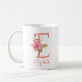 Mug Lettre assez rose "E " d'aquarelle (Gauche)