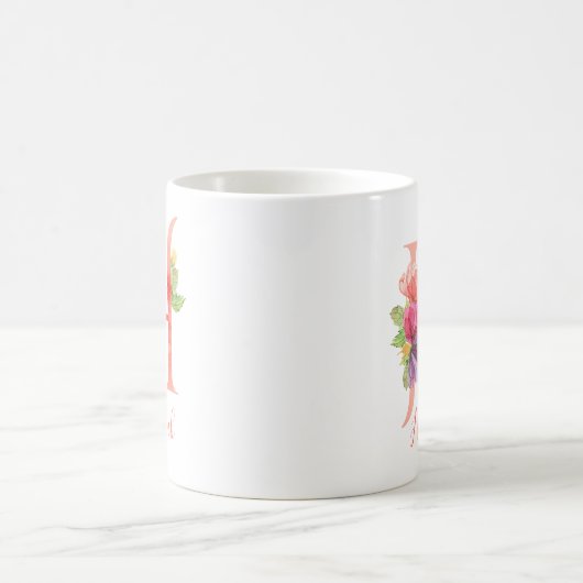Mug Lettre assez rose "H " d'aquarelle (Centre)