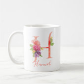 Mug Lettre assez rose "H " d'aquarelle (Gauche)