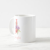 Mug Lettre assez rose "J " d'aquarelle (Devant gauche)