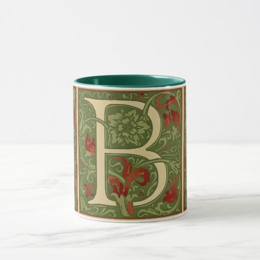 Mug Lettre B à monogramme de William Morris Floral Rou (Centre)