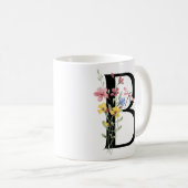 Mug Lettre B avec des fleurs (Devant droit)