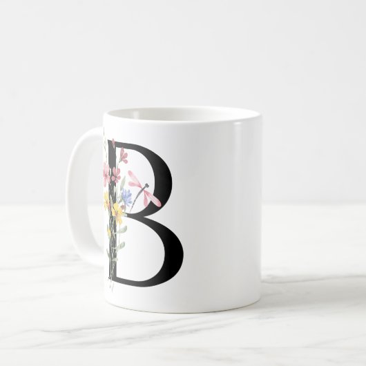 Mug Lettre B avec des fleurs (Devant gauche)