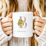 MUG LETTRE "B" DE MONOGRAPHIQUE TRAOLOGIQUE DE L'AQUAT<br><div class="desc">Cette tasse à café chic boho possède une grande lettre "B" monogramme décorée d'une aquarelle luxuriante feuillage tropical. Personnalisez-le avec son nom en écriture manuscrite, avec des fioritures au début et à la fin. La conception apparaît de part et d'autre de la tasse. Fait un cadeau parfait de femme de...</div>