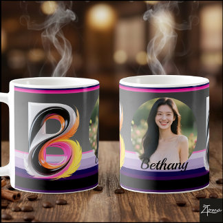 Mug Lettre B fluide néon abstraite plume