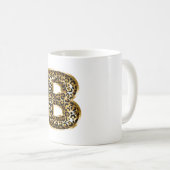 Mug Lettre B Impression Léopard Noir Or (Devant droit)