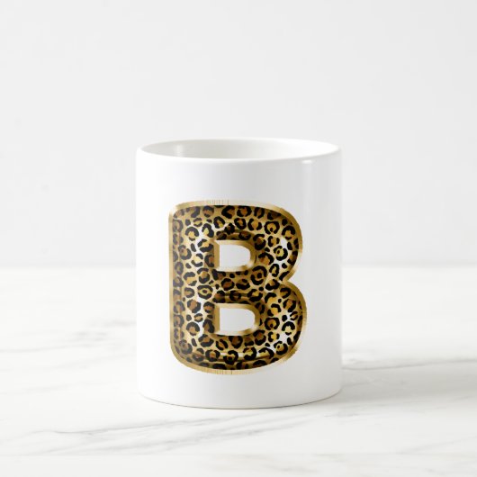 Mug Lettre B Impression Léopard Noir Or (Centre)
