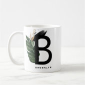 Mug Lettre B Monogram Gold Foil Tropical Personnalisé (Gauche)