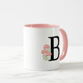 Mug Lettre B Monogramme Aquarelle Fleurs Chic (Devant droit)