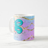 Mug Lettre B Monogramme Aquarelle mignonne Sirène (Devant gauche)