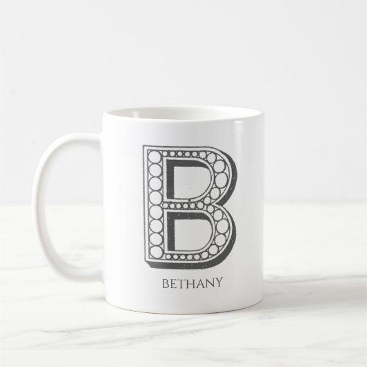 Mug Lettre B Monogramme Nom moderne (Gauche)