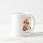 Mug Lettre B | Monogramme or floral (Devant droit)