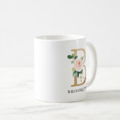 Mug LETTRE B MONOGRAPHIQUE BLANCHE PLEIN Floral & Or (Devant droit)