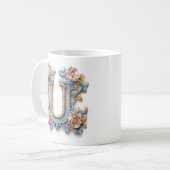 Mug Lettre Baroque 'U' pour une Princesse du Café (Devant gauche)