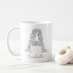Mug LETTRE BLANCHE BLANCHE MOYENNE A Florale
