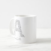 Mug LETTRE BLANCHE BLANCHE MOYENNE A Florale (Devant gauche)