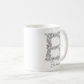 Mug LETTRE BLANCHE ET NOIRE Florale B (Devant droit)