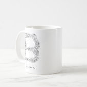 Mug LETTRE BLANCHE ET NOIRE Florale B (Devant gauche)