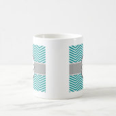 Mug Lettre blanche turquoise B Chevron de monogramme (Centre)