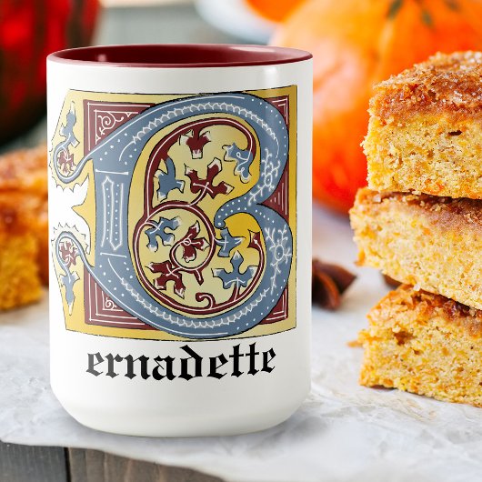 MUG LETTRE BLEUE BLEUE ET ROUGE BLEUE B ÉCLAIRÉE