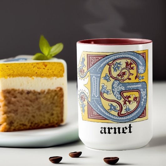 MUG LETTRE BLEUE ET ROUGE MOYENNE G ÉCLAIRÉE