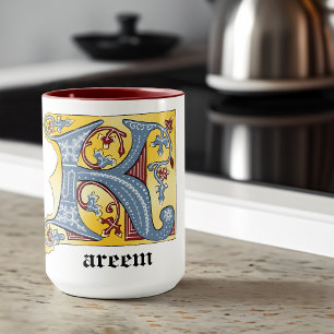 MUG LETTRE BLEUE ET ROUGE MOYENNE K ÉCLAIRÉE