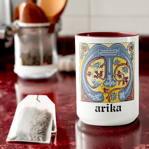 MUG LETTRE BLEUE ET ROUGE MOYENNE M ILLUMINÉE