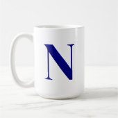 Mug Lettre bleue marine personnalisée Mono initial (Gauche)