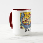 MUG LETTRE BLEUE MOYENNE ET ROUGE IVÉ ÉCLAIRÉ U (Devant gauche)