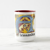 MUG LETTRE BLEUE MOYENNE ET ROUGE LIVRE ÉCLAIRÉ A (Centre)