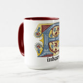 MUG LETTRE BLEUE MOYENNE ET ROUGE LIVRE ÉCLAIRÉ F (Devant gauche)