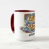 MUG LETTRE BLEUE MOYENNE ET ROUGE LIVRE ÉCLAIRÉ S (Devant gauche)