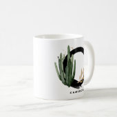 Mug Lettre boho C Monogramme Aquarelle Tropical Cactus (Devant droit)
