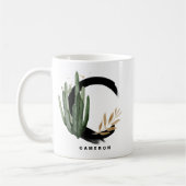 Mug Lettre boho C Monogramme Aquarelle Tropical Cactus (Gauche)