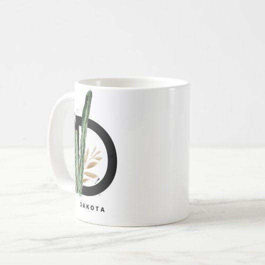 Mug Lettre Boho D Monogramme | Monogramme de cactus tr (Devant gauche)