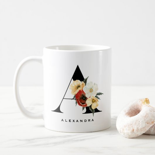 Mug LETTRE BOtanique ANÉMONE AQUATIQUE A MONogramme (Avec donut)