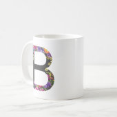 Mug LETTRE BOtanique Fleurs violettes B MONogramme (Devant gauche)