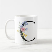 Mug Lettre C avec des fleurs (Gauche)