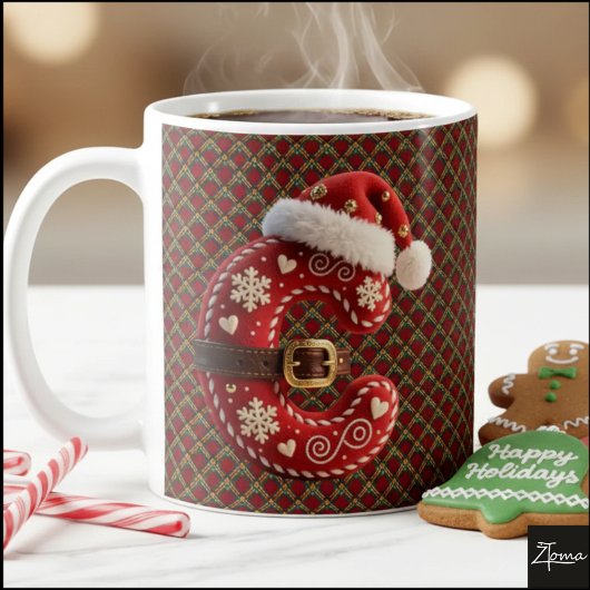 Mug Lettre C avec une garniture dorée pastel superposé