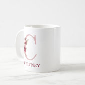Mug Lettre C Bourgogne Blush Floral (Devant gauche)