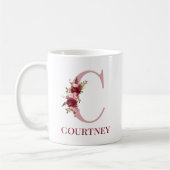 Mug Lettre C Bourgogne Blush Floral (Gauche)