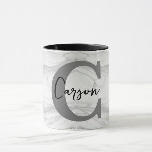 Mug Lettre C en marbre moderne et classique en monogra
