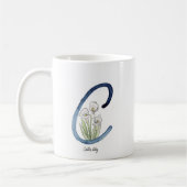 Mug Lettre "C", fleur d'aquarelle initiale de muqueuse (Gauche)