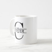 Mug Lettre C | Monogramme à fente ornementale noire (Devant gauche)