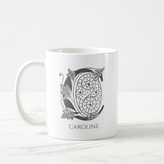 Mug Lettre C Monogramme Nom moderne (Gauche)