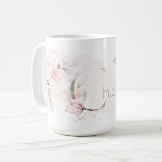 Mug Lettre C Rose rose rose pâle (Devant gauche)