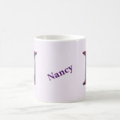 Mug Lettre carreaux bleu rose pourpre N Monogramme ini (Centre)