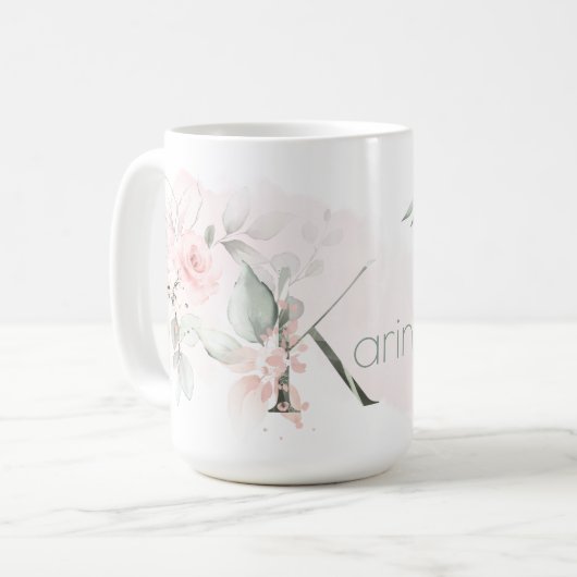 MUG LETTRE CHAUSSÉE ROSE BLANCHE CHAUSSÉE MONOGRAPHIQU (Devant gauche)